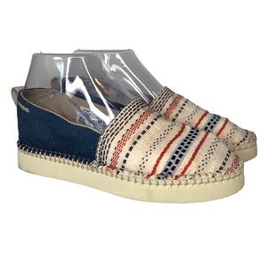 NWOT HAVAIANAS sz 7 Blue, Red Cream‎ Embroidered Espadrille Slip On Shoes Flats